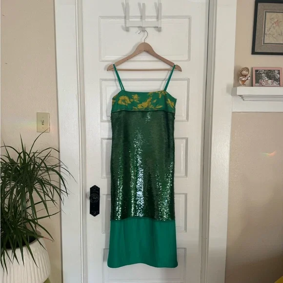 Green sequin midi dress - Picture 2 of 7